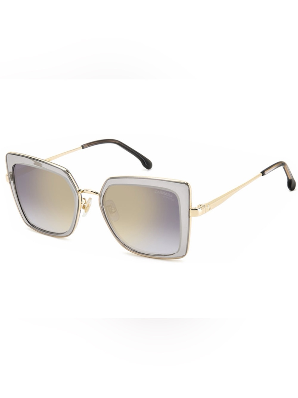 Carrera Women’s Gold Frame Gray Gradient Sunglasses with Subtle Silver Trim